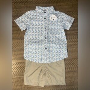 Boys Eddie Bauer Size 4 Short Sleeved Button Down Tennis Shirt Khaki Shorts NEW